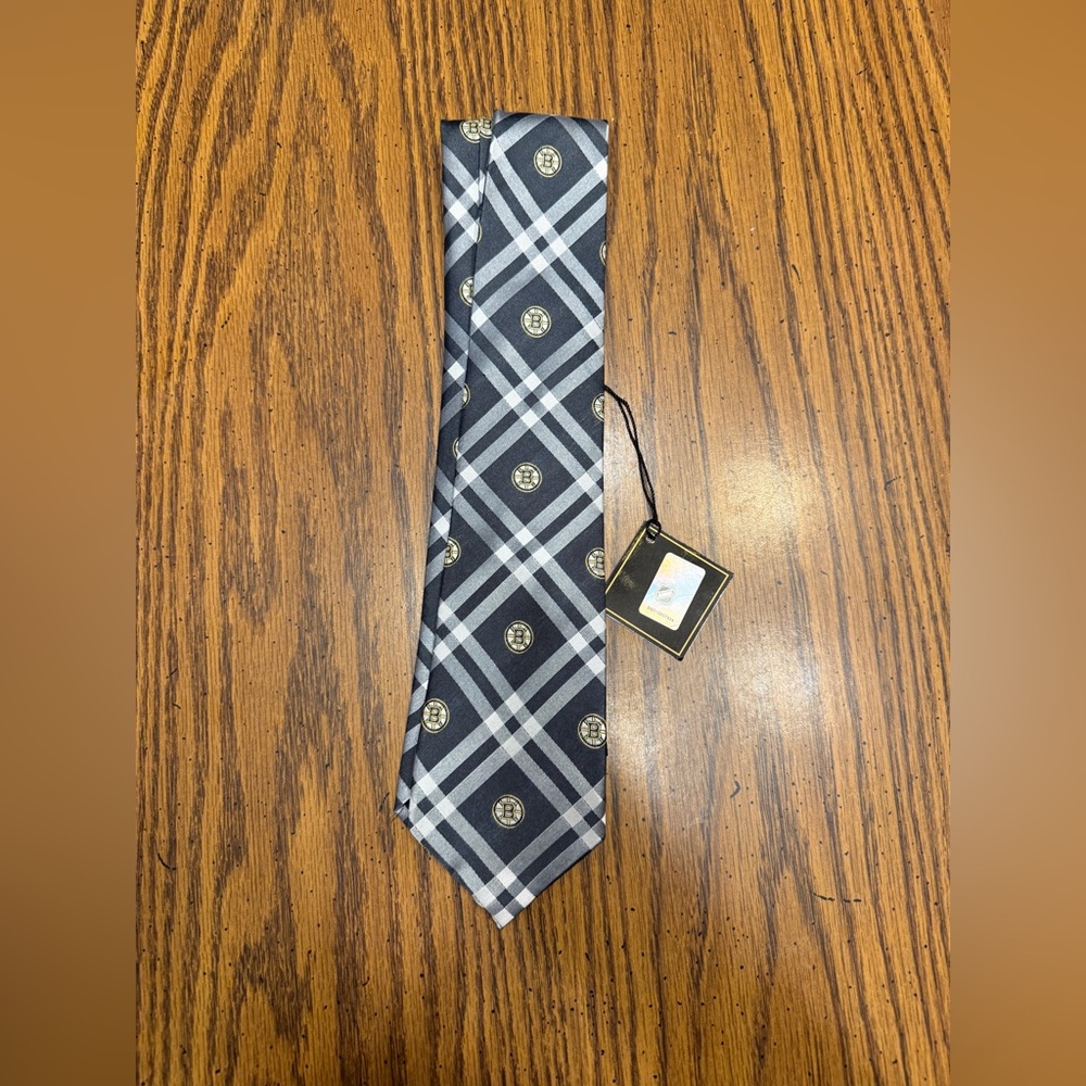 NHL Black and Gray Boston Bruins Rhodes Necktie